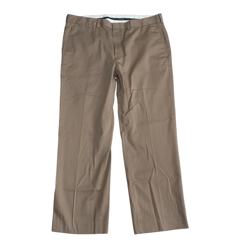 Men’s L.L. Bean Standard Fit Light Brown Beige Khaki Pants 38 100% Cotton